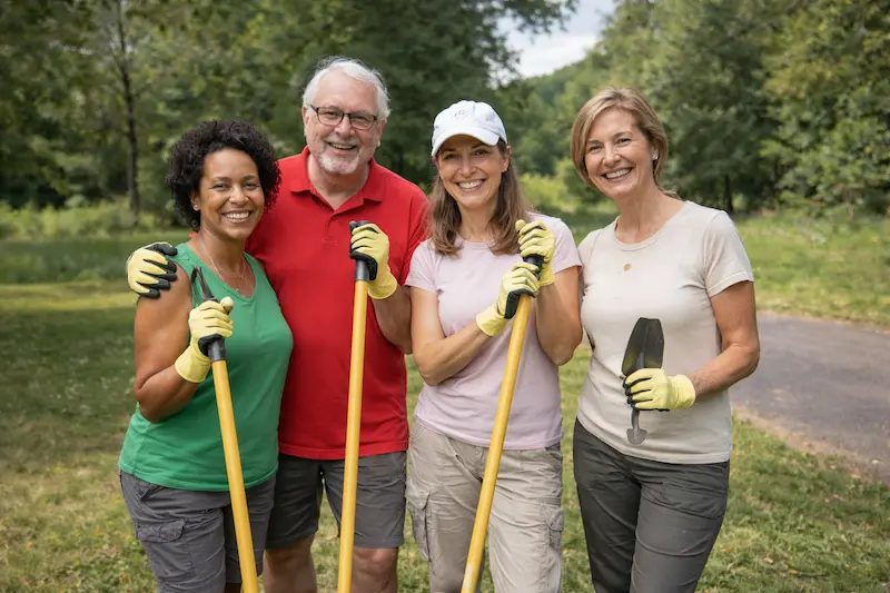 Community volunteers working together in a local park