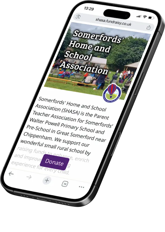 Screenshot of a live Fundraisy website example